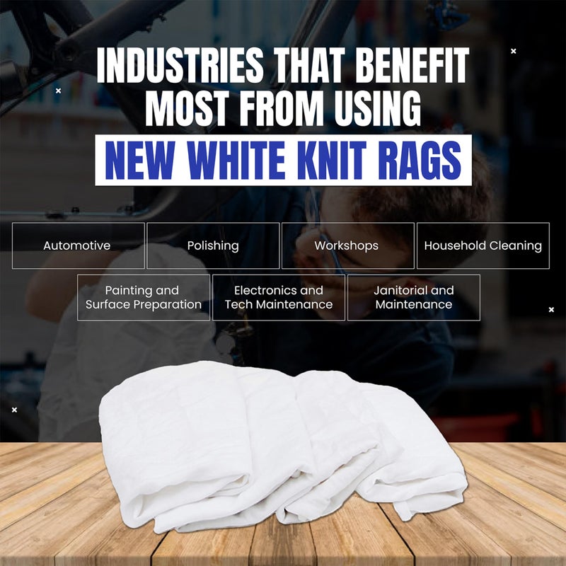 SupremePlus Premium White T-Shirt Cleaning Rags (1 lb. Bag) â€“ White Cotton Rags for Cleaning, Staining, Painting, Oil, Grease & Dust Removal â€“ Shop rag Bulk for Multipurpose use - Image 5